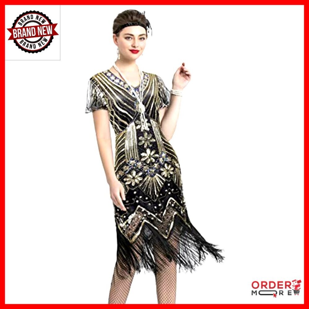 Vintage Lace Fringed 1920s Cocktail Dress with Accessories Set - Picture 2 of 7